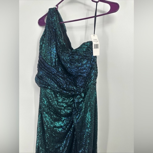 Stunning Rene Ruiz Collection One Shoulder Gown US 12 NWT Teal Ombré - Picture 5 of 8